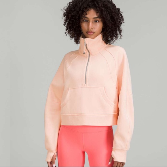 lululemon athletica Tops - EUC Lululemon oversized funnel neck scuba peach satin M/L no flaws